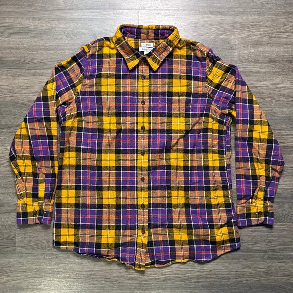 L.L. Bean Women's Scotch Plaid Flannel Shirt - Orange/Purple - Picture 1 of 5